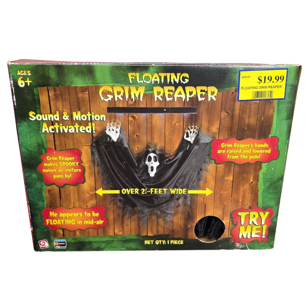 Gemmy Floating Grim Reaper Animatronic Sound Motion Activated Haunted Horror